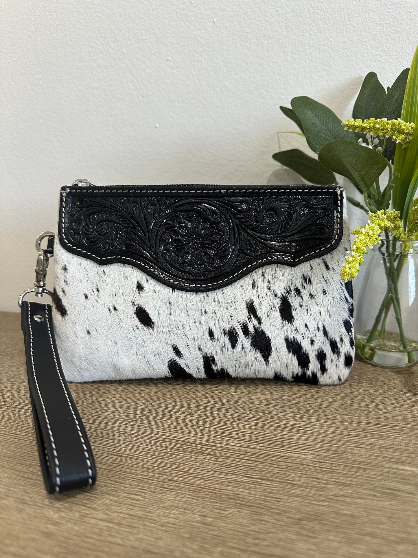 PRESLEY - Tooled Cowhide Clutch #310