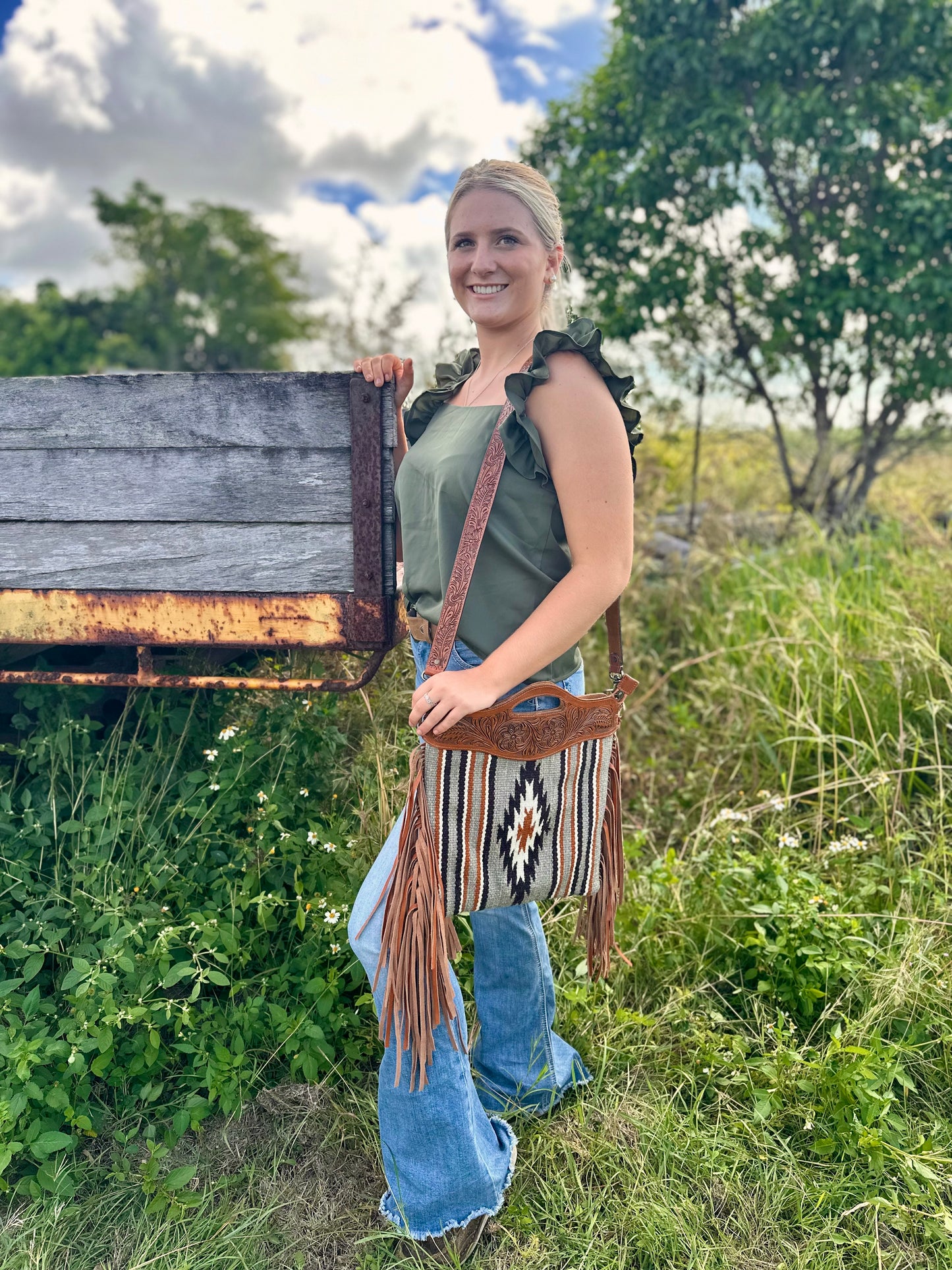 BREA - Blanket Tooled Cross Body Tassel Bag #6