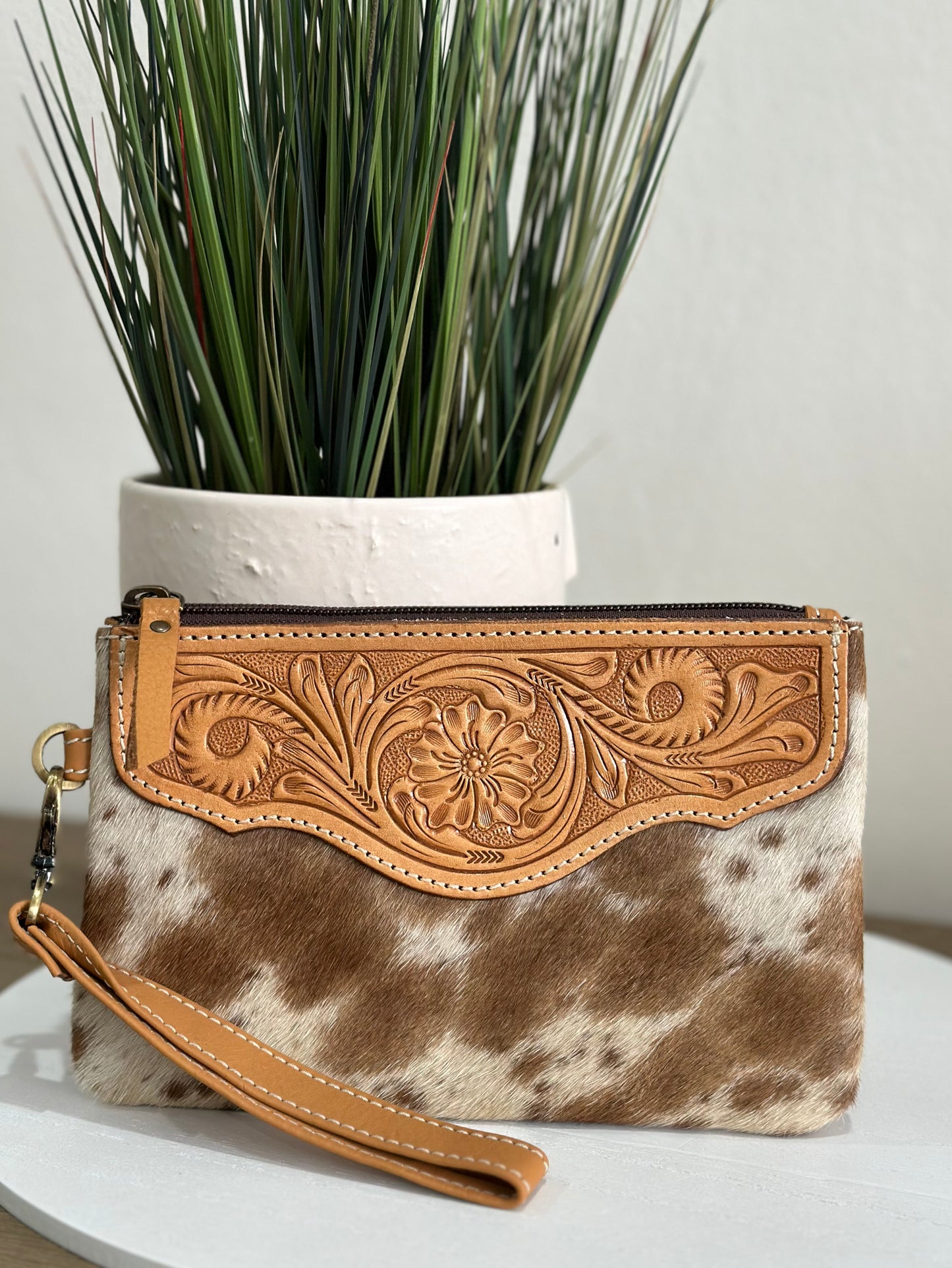 PRESLEY - Tooled Cowhide Clutch #309