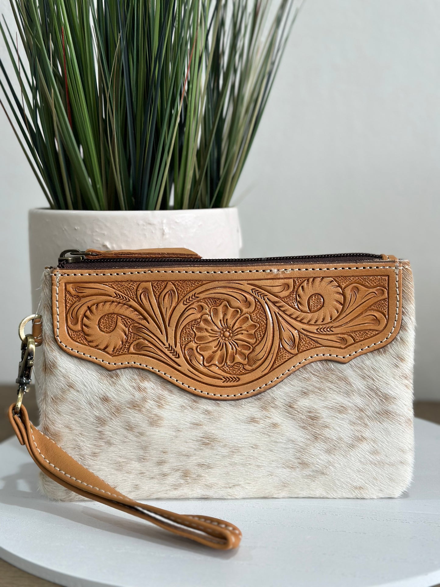 PRESLEY - Tooled Cowhide Clutch #307