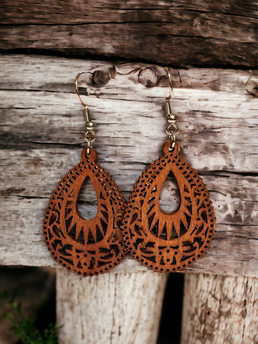 Wooden Dangle Earrings Style 2