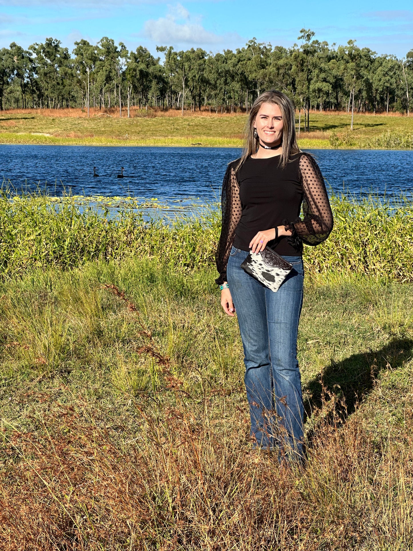 WILLOW - Tooled Cowhide Clutch #27