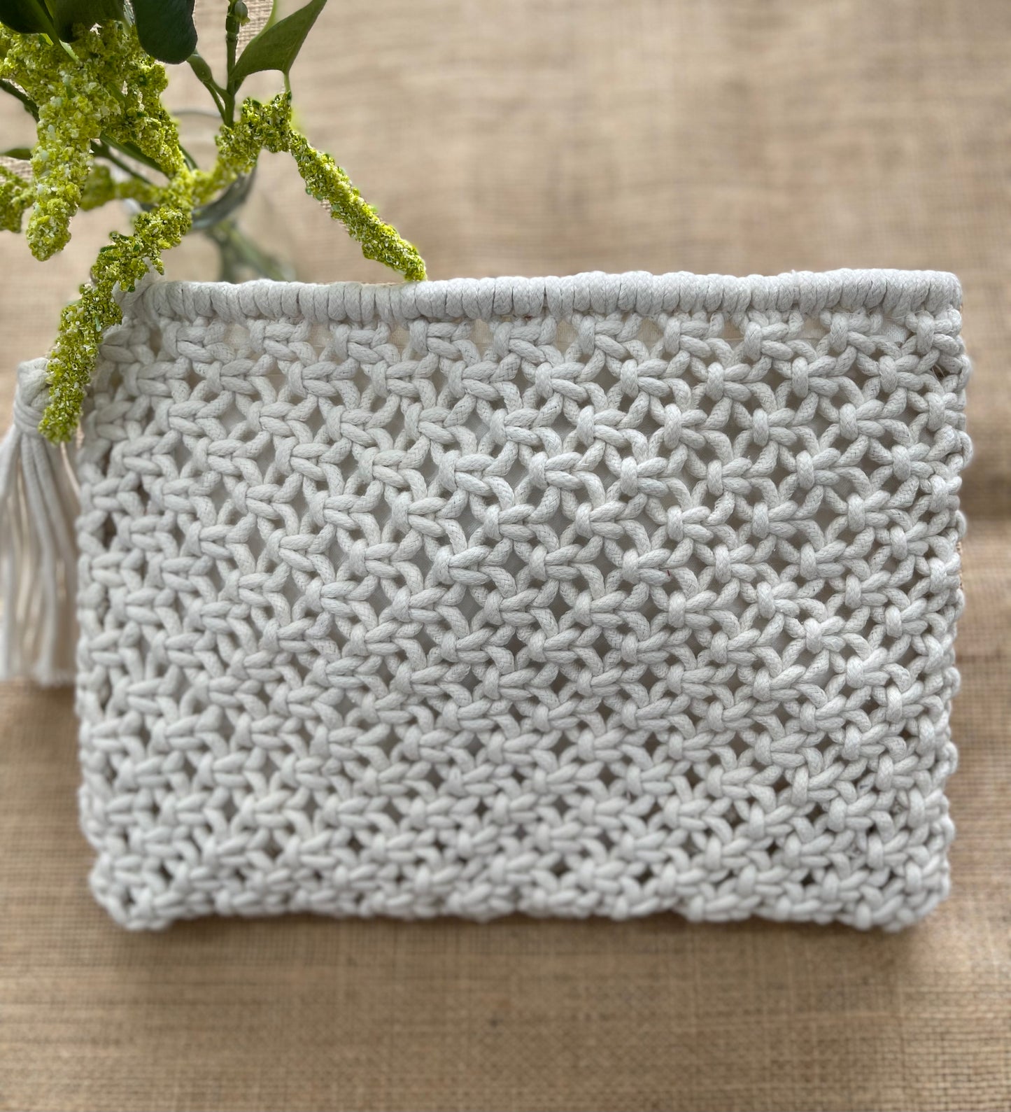 Macrame Clutch - White