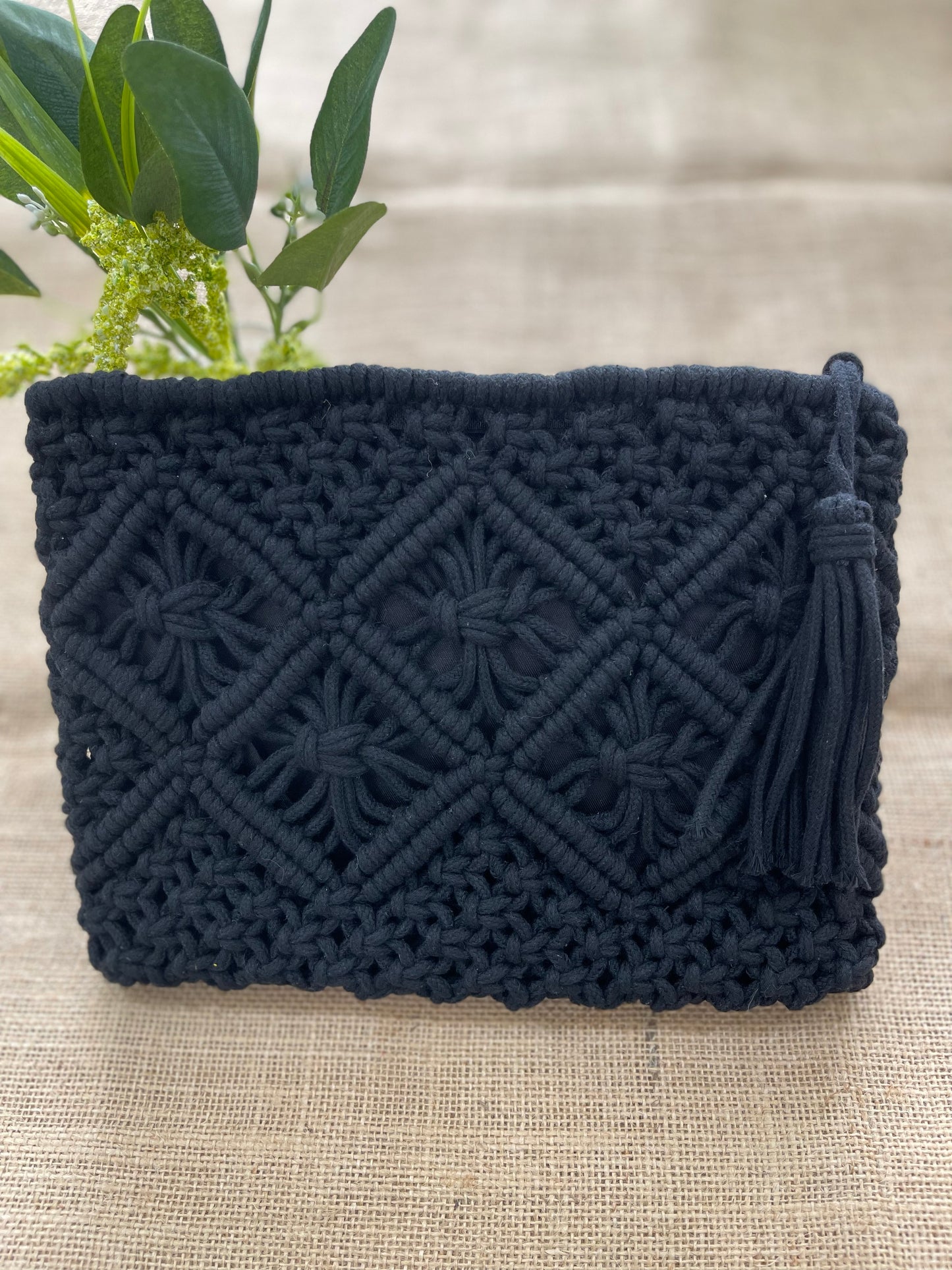 Macrame Clutch - Black