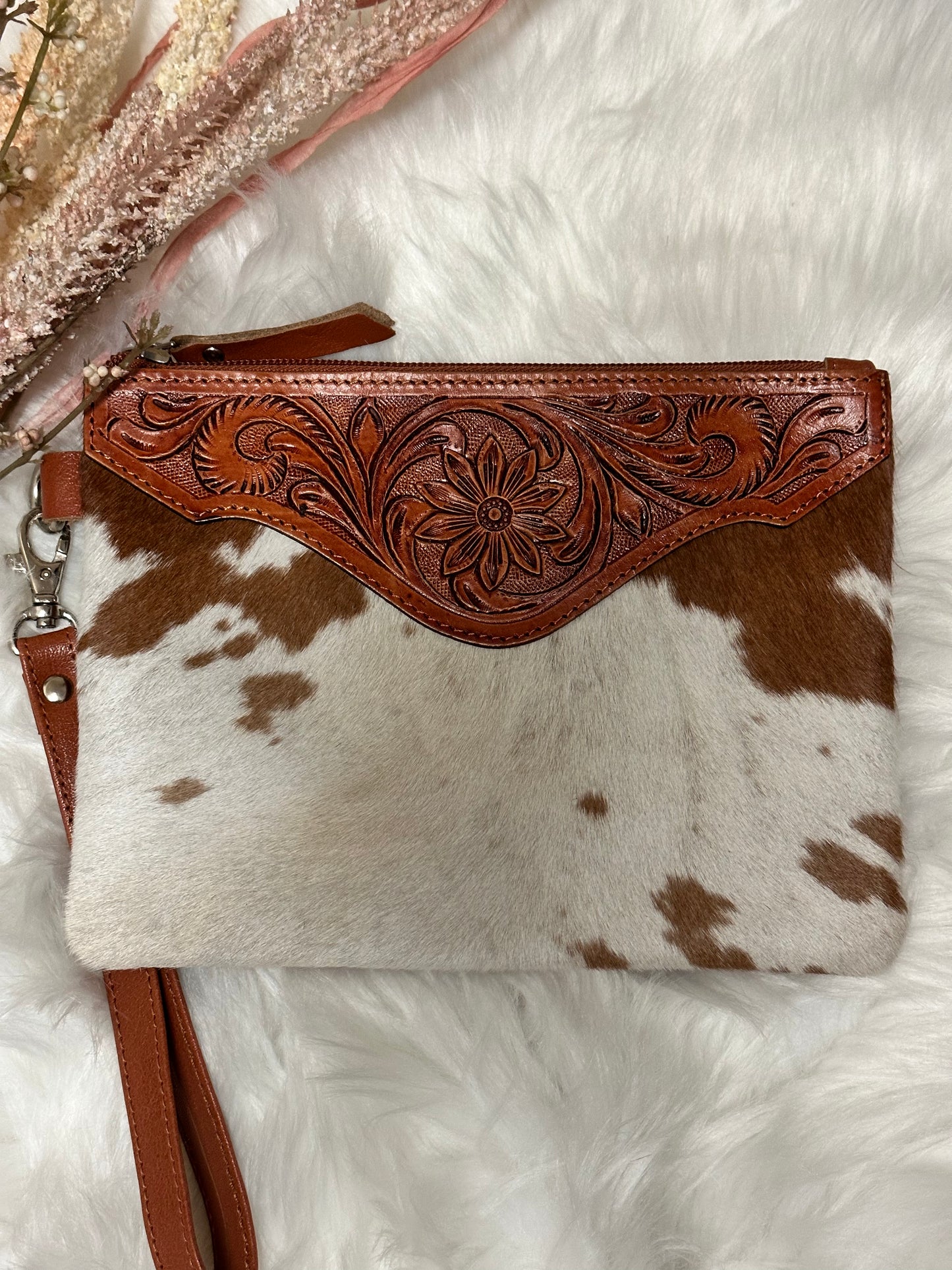 WILLOW - Tooled Cowhide Clutch #19