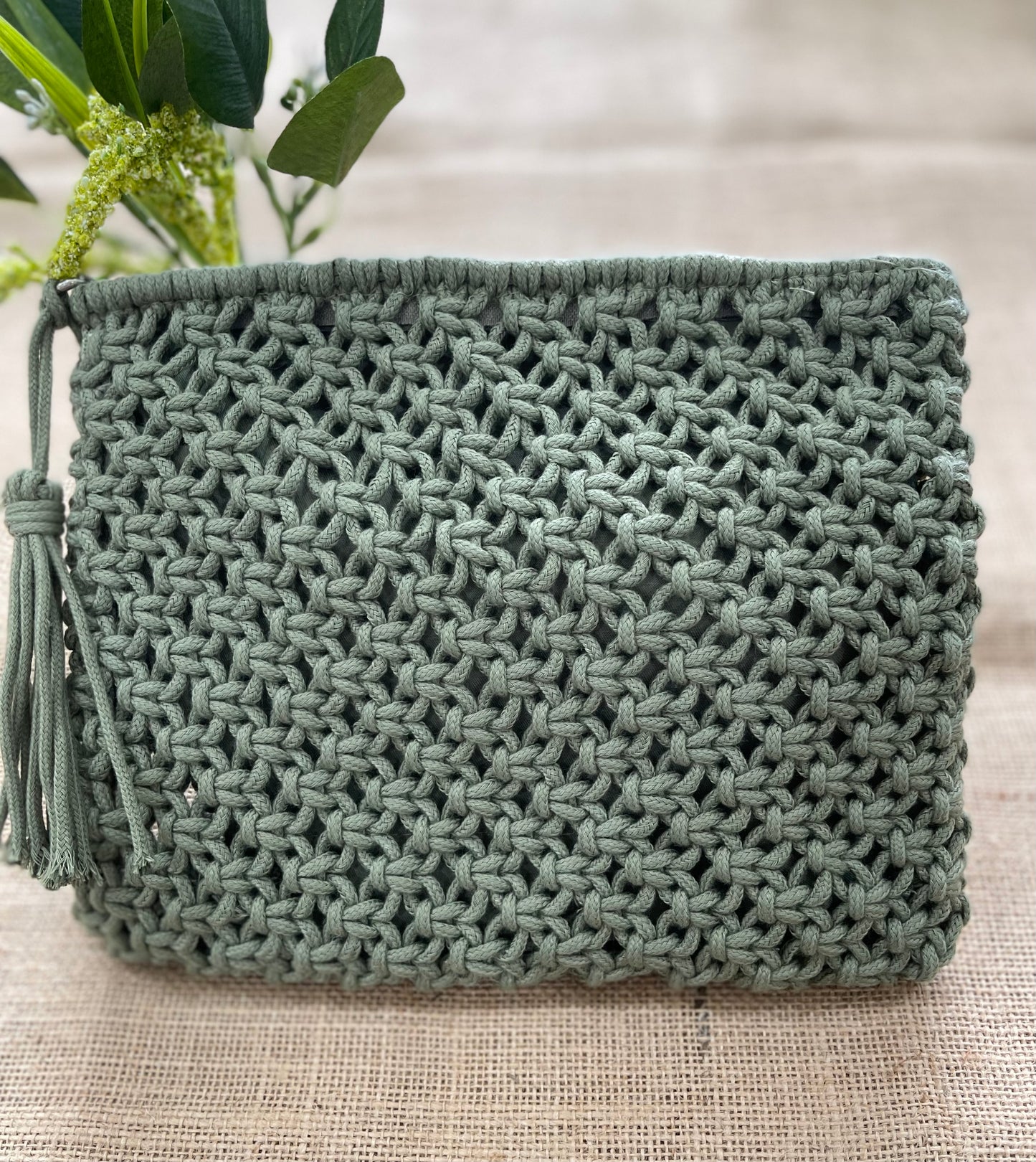 Macrame Clutch - Army Green