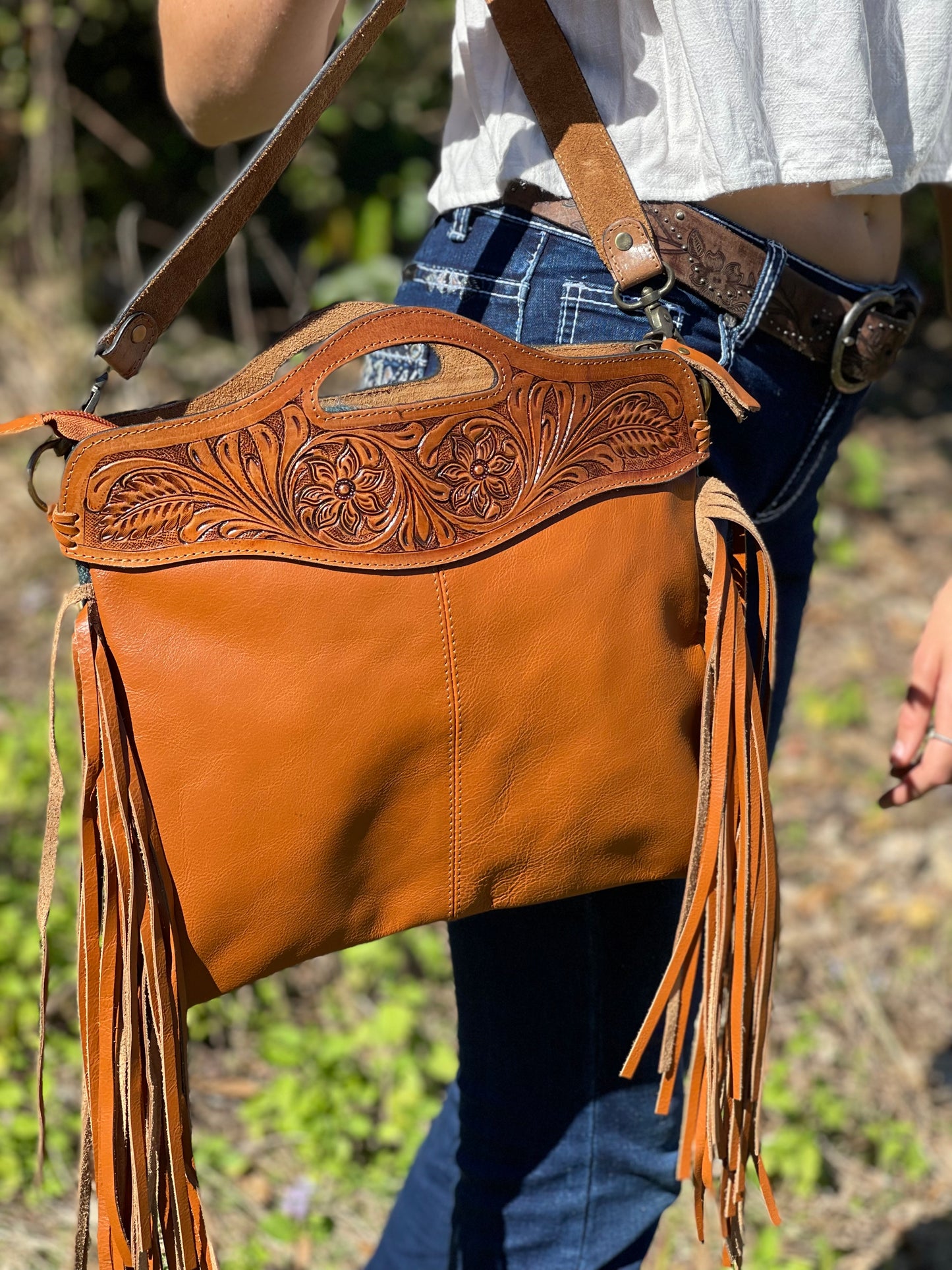 BREA - Blanket Tooled Cross Body Tassel Bag #5