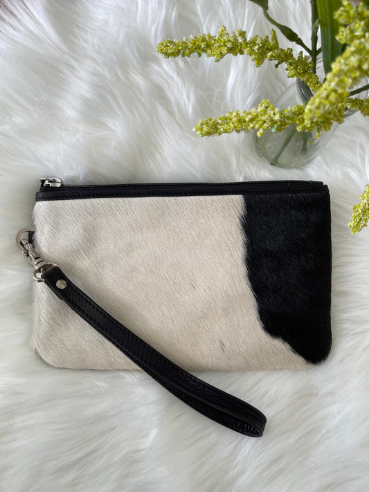 MIA - Black and White Cowhide Clutch #41