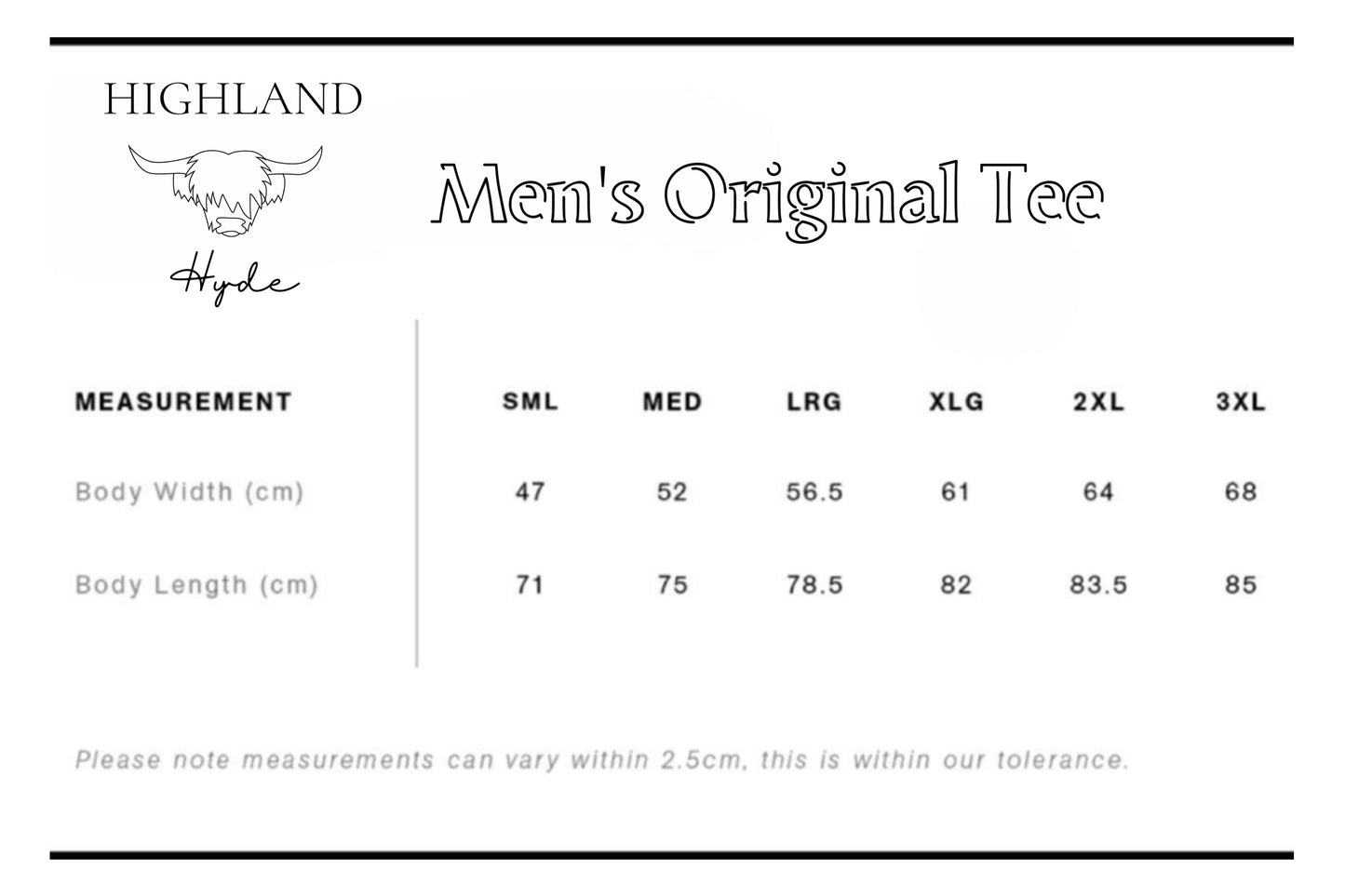 Highland Original Men’s Tee (available in Navy, White & Cypress)