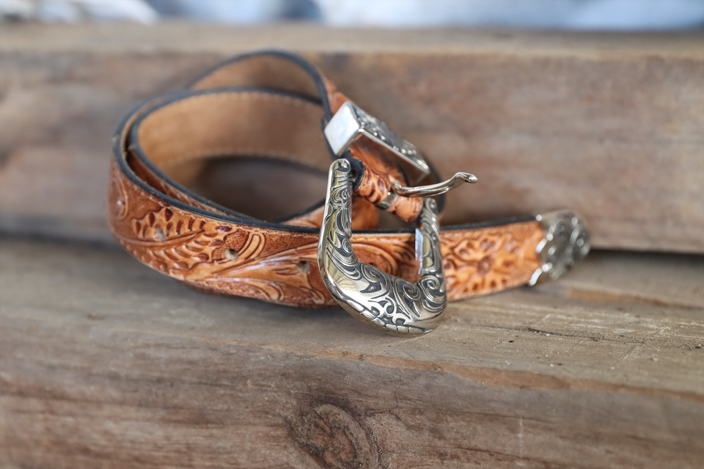 Tooled Leather Belt