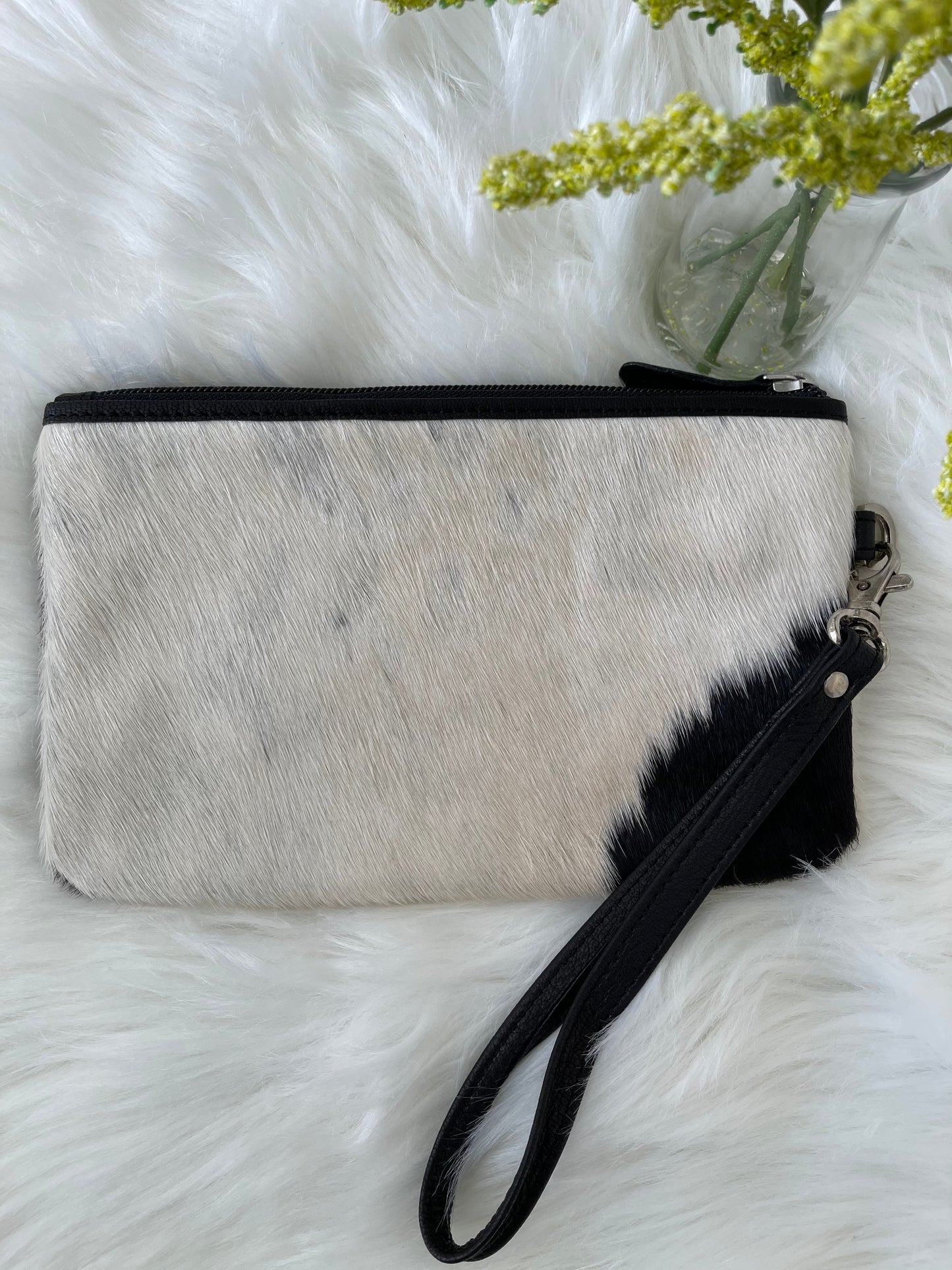 MIA - Black and White Cowhide Clutch #41