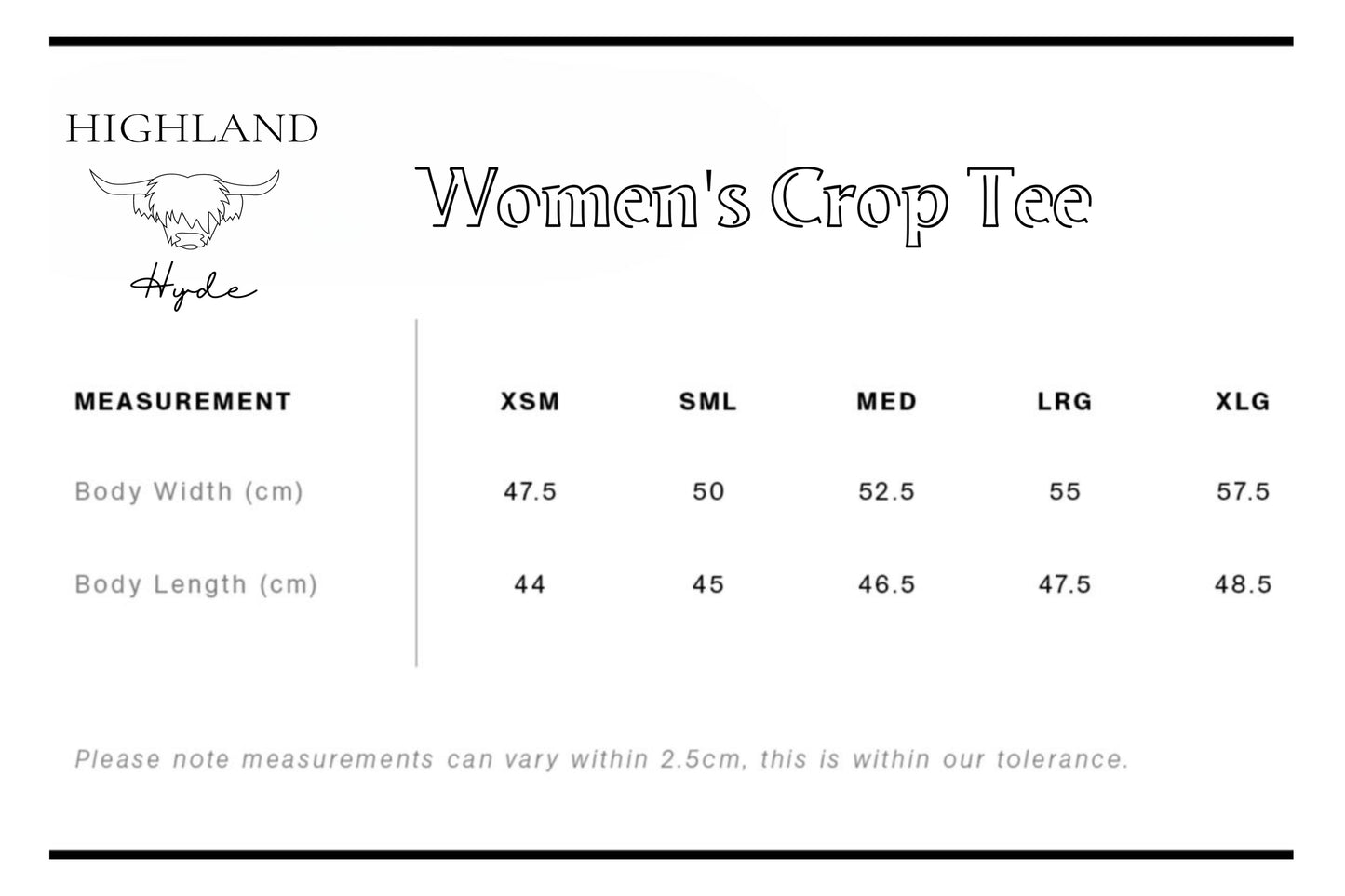 Highland Original Women’s Crop Tee (available in Black & Camel)