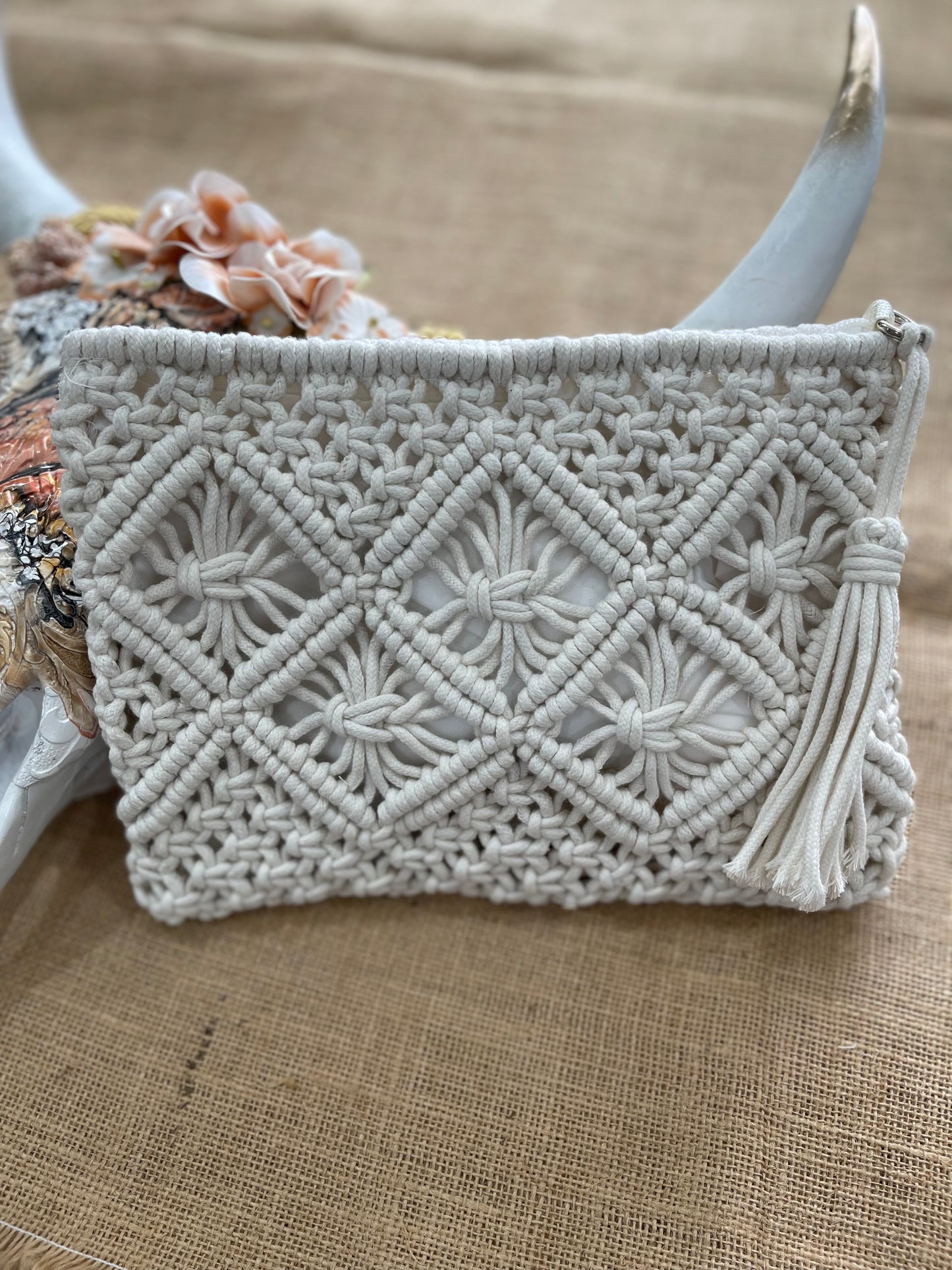 Macrame Clutch - White