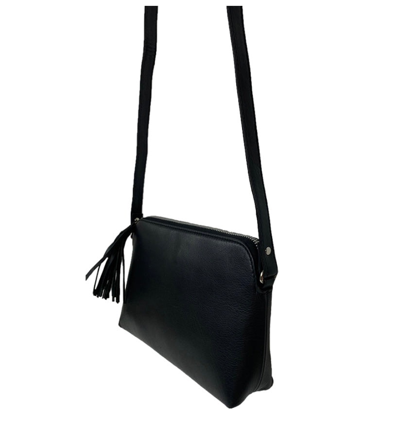 BELLA - Black Leather Sling Bag