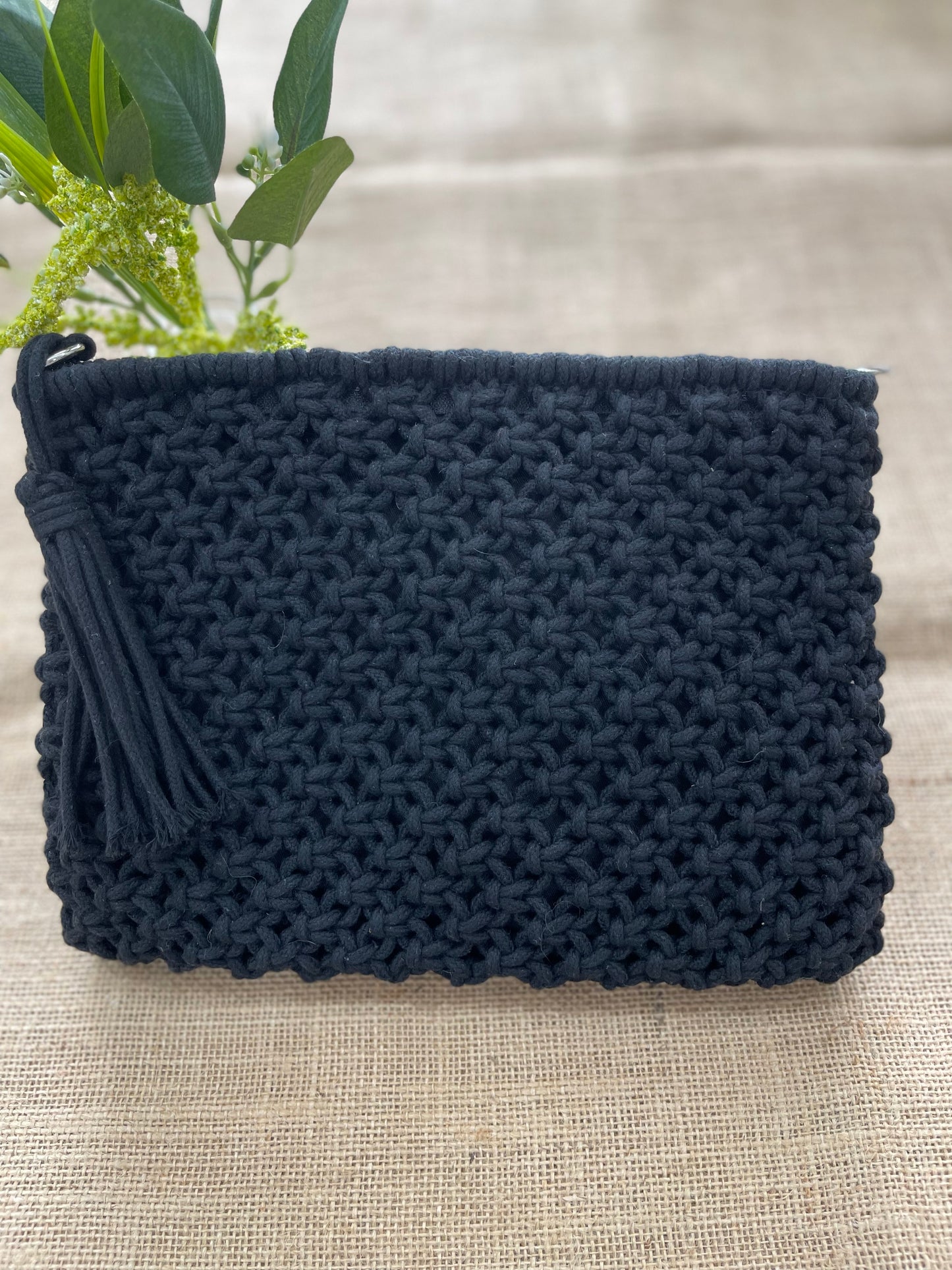 Macrame Clutch - Black