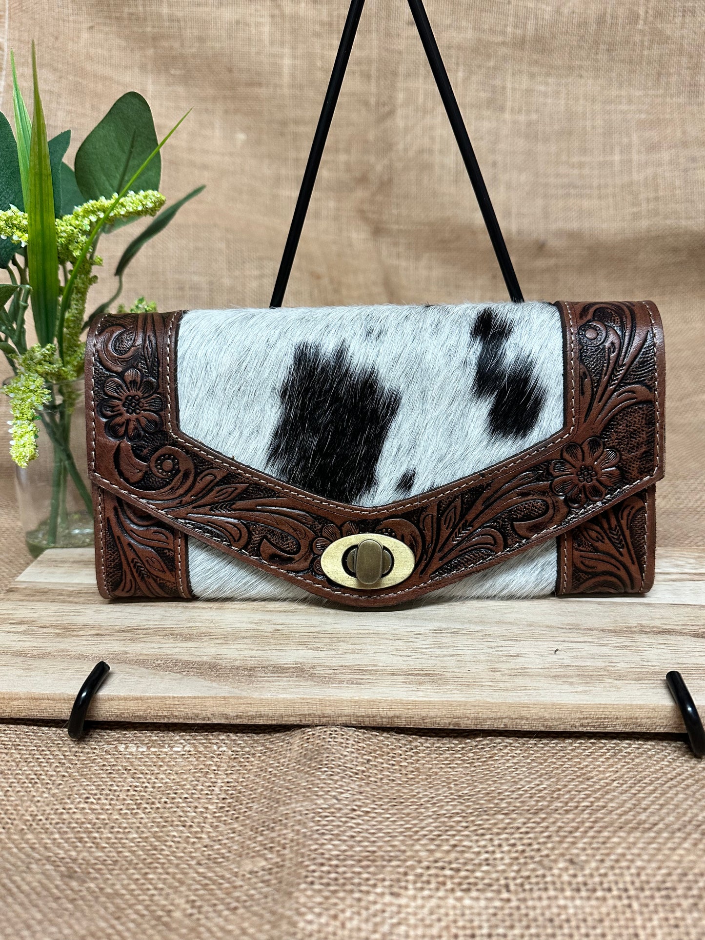 JOLENE - Tooled Leather Cowhide Wallet #1