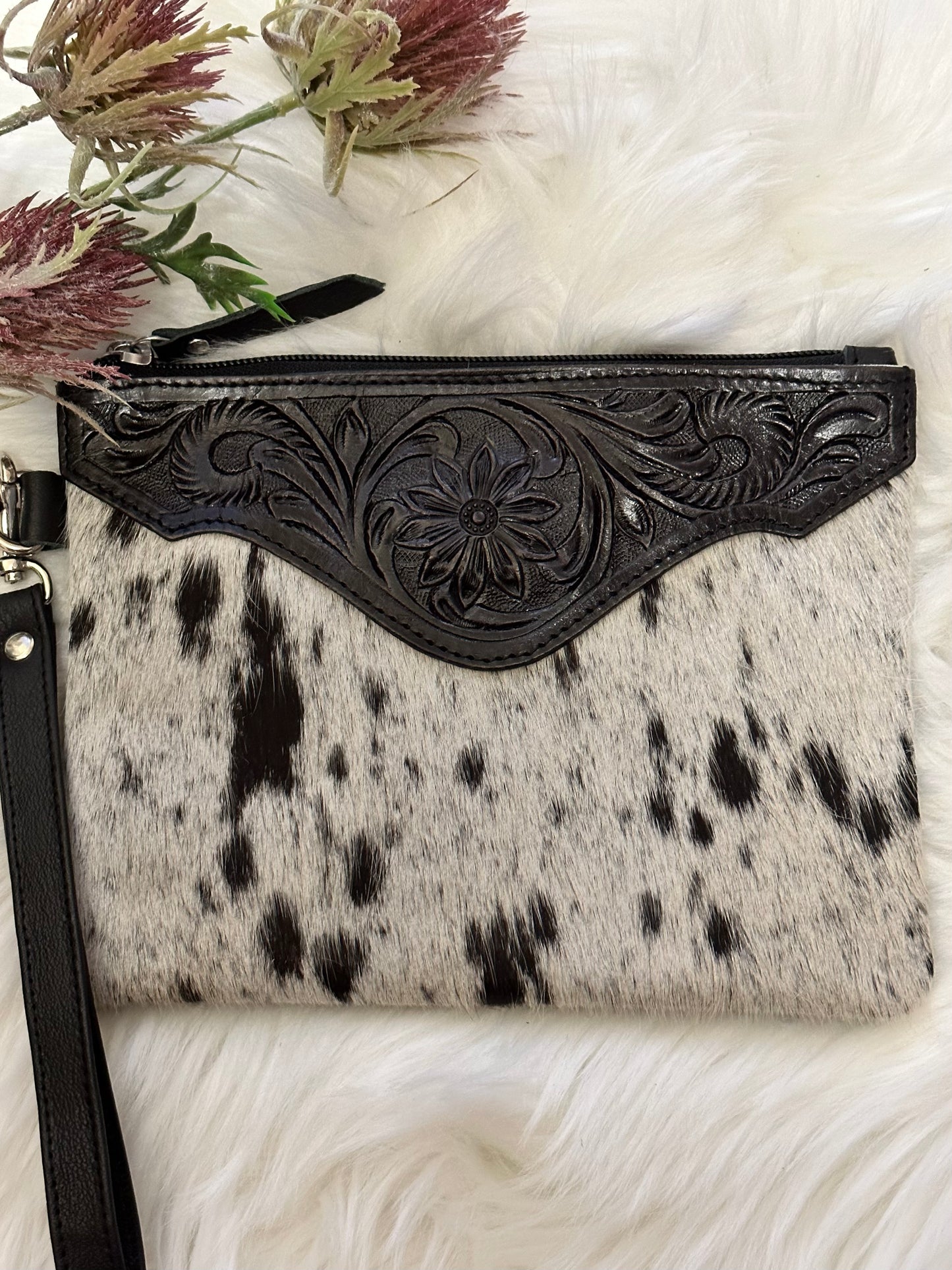 WILLOW - Tooled Cowhide Clutch #26