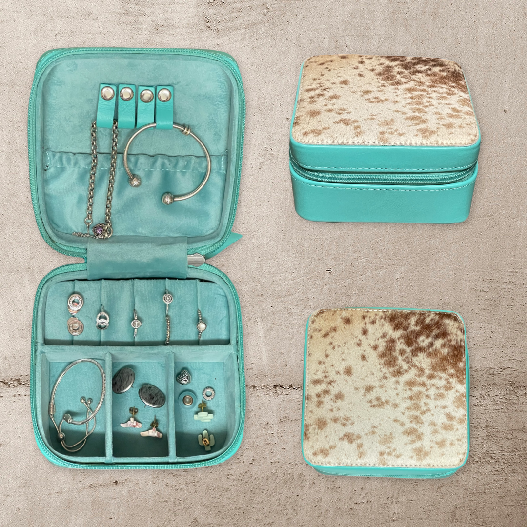 EVA - Turquoise Hide & Leather Jewellery Case #11