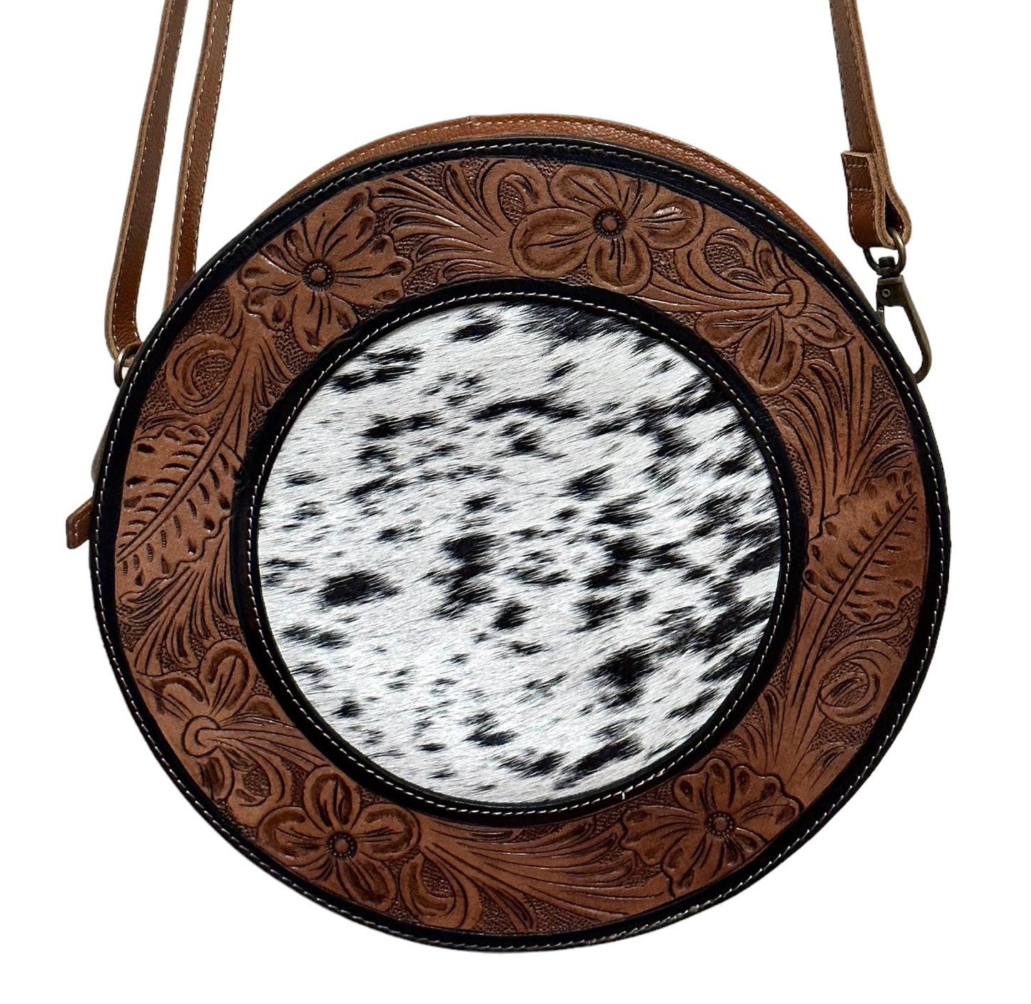 GRACE - Round Cowhide & Tooled Bag # 11