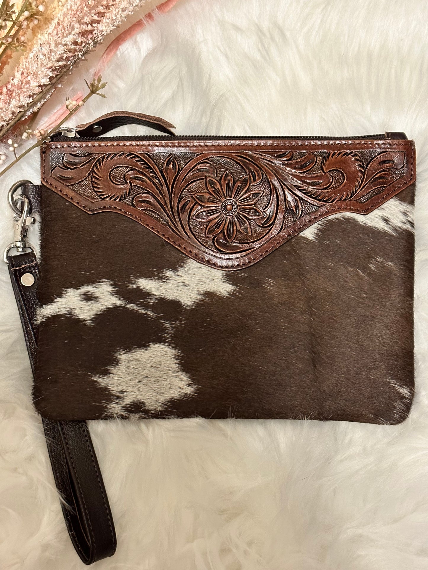 WILLOW - Tooled Cowhide Clutch #18